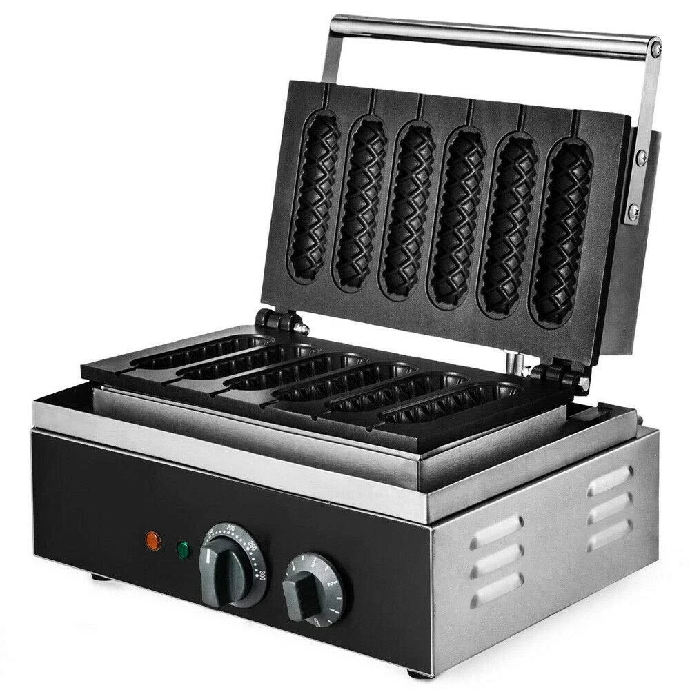 Commercial Stick Lolly Waffle Maker - Non-stick 6 Waffle Plate - Quatrone|Model:HX-119