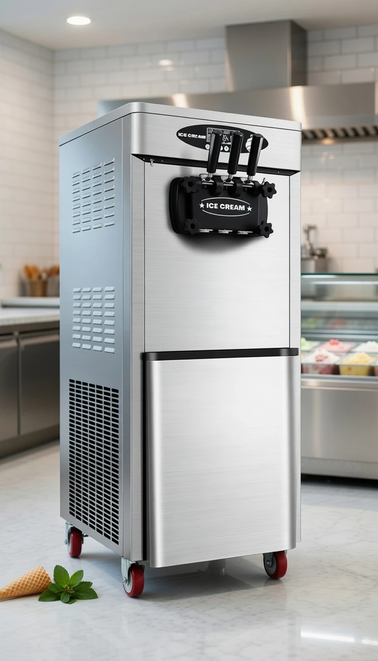 Soft Serve Ice Cream - Frozen yoghurt Machine - Freestanding 2+1 Flavour |HIM-25DB - 26L