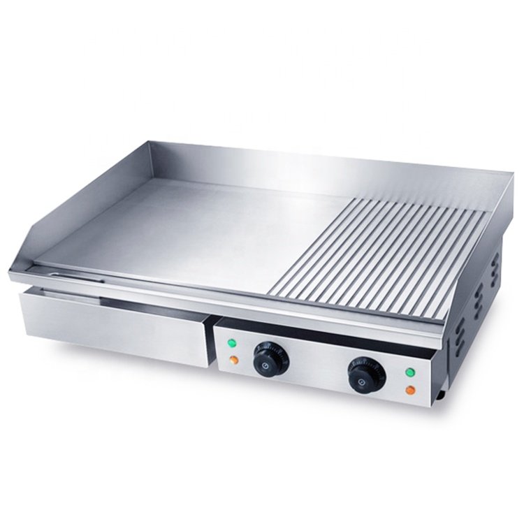 Commercial Griddle Hotplate Table Top 3/1 Ribbed Grill Quatrone- HEG-822