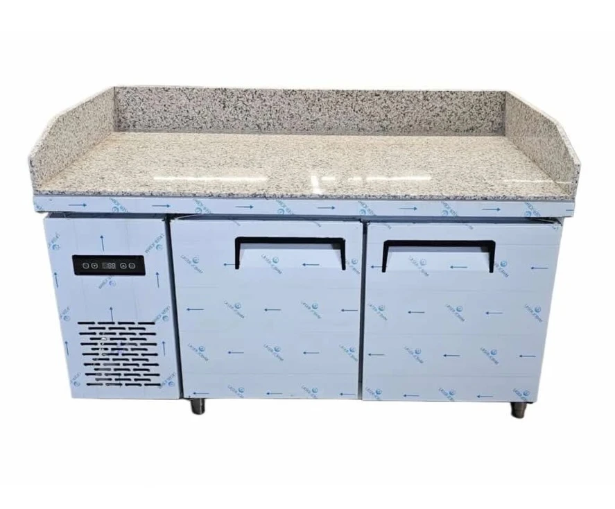 Pizza Counter Prep Fridge - 2 doors Granite top Depth 800mm Quatrone | Model:TC-1500
