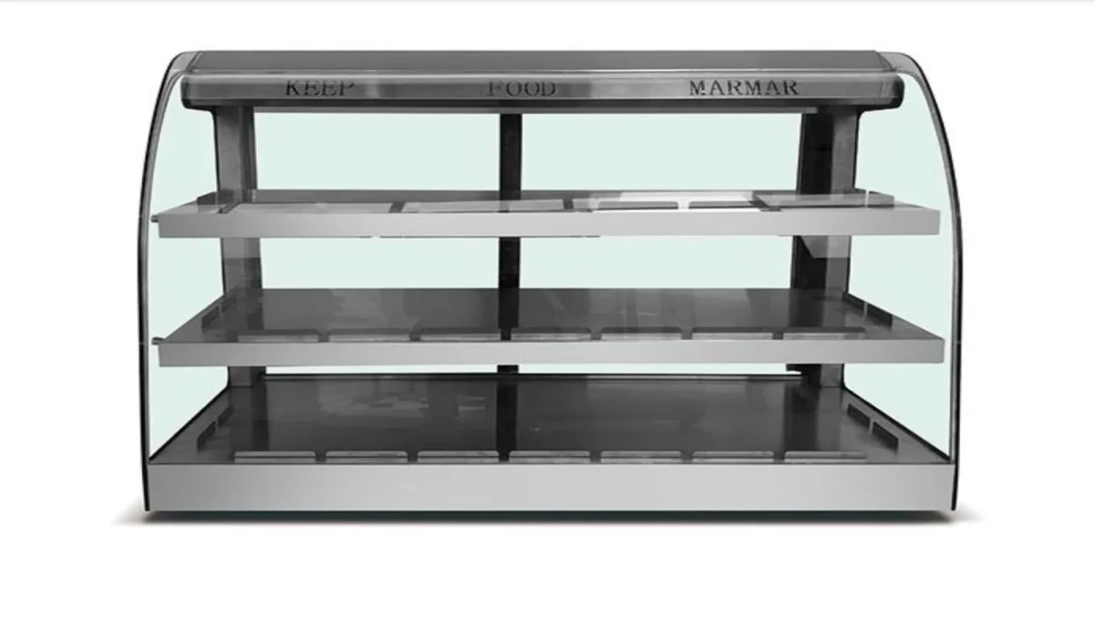 3 Tier Curved Front Heated Display Case 1200mm Wide Countertop | Quatrone HW-1004